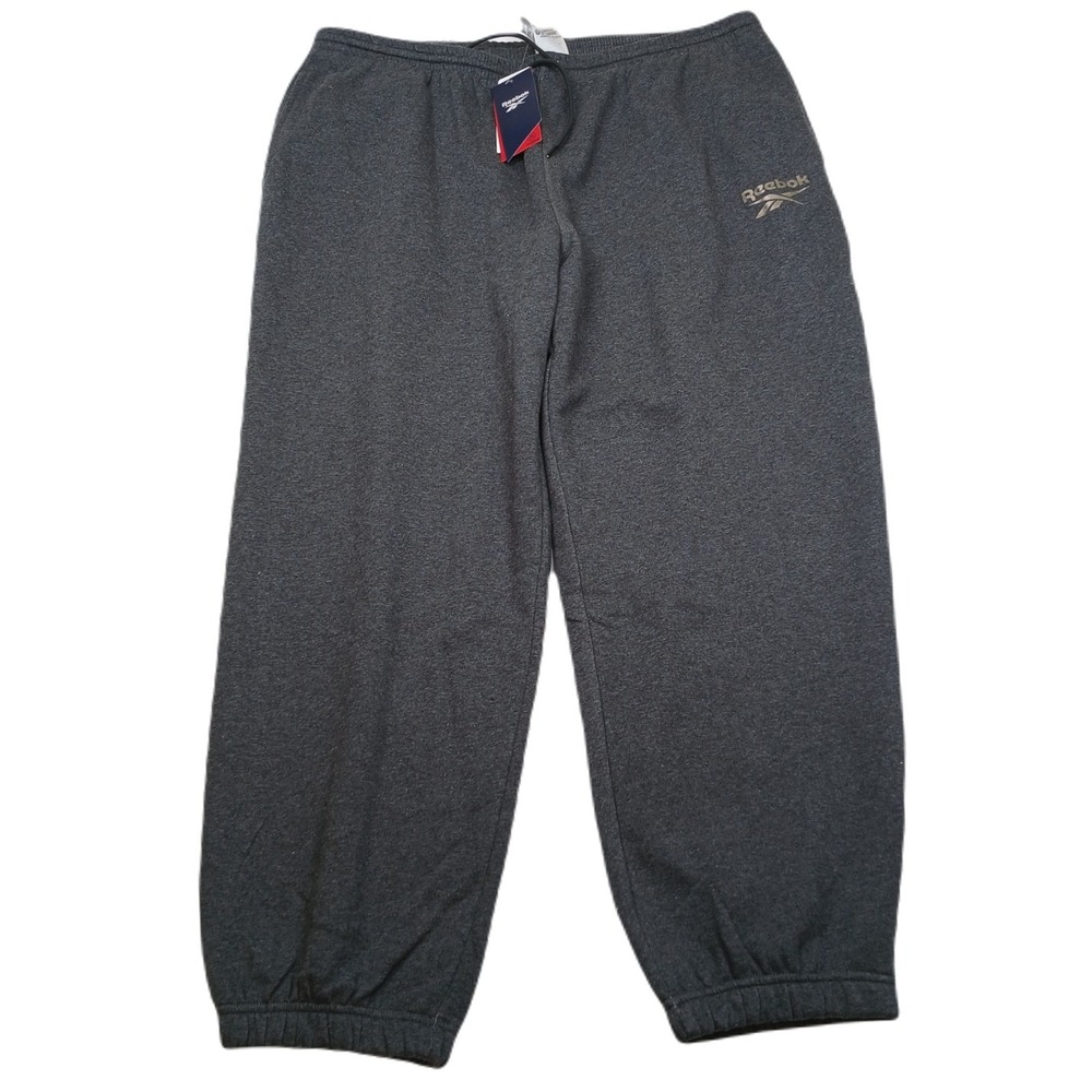 Reebok Shine Fleece Jogger Pants Plus‎ Size 1X 16W Dark Grey Heather NEW